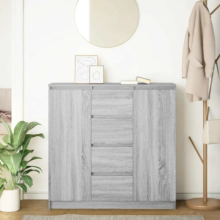vidaXL Sideboard mit Schubladen Grau Sonoma 100,5x35x98,5 cm 3328458 – Bild 2