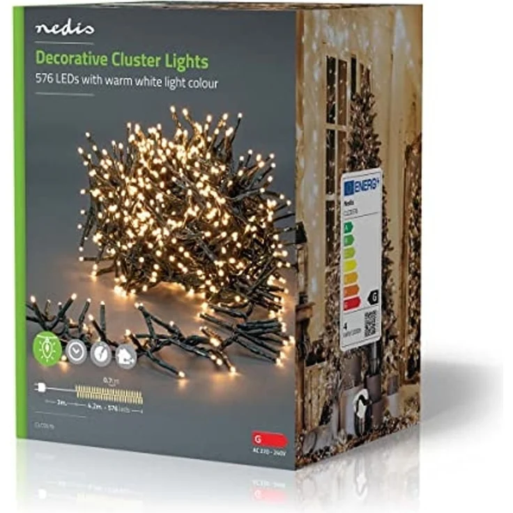 Weihnachtsbeleuchtung | Kompakter cluster | 560 LED's | Warmweiss | 11.2 m | Lichteffekte: 7 | Innen- und Aussenbereich | Netzstromversorgung – Bild 6