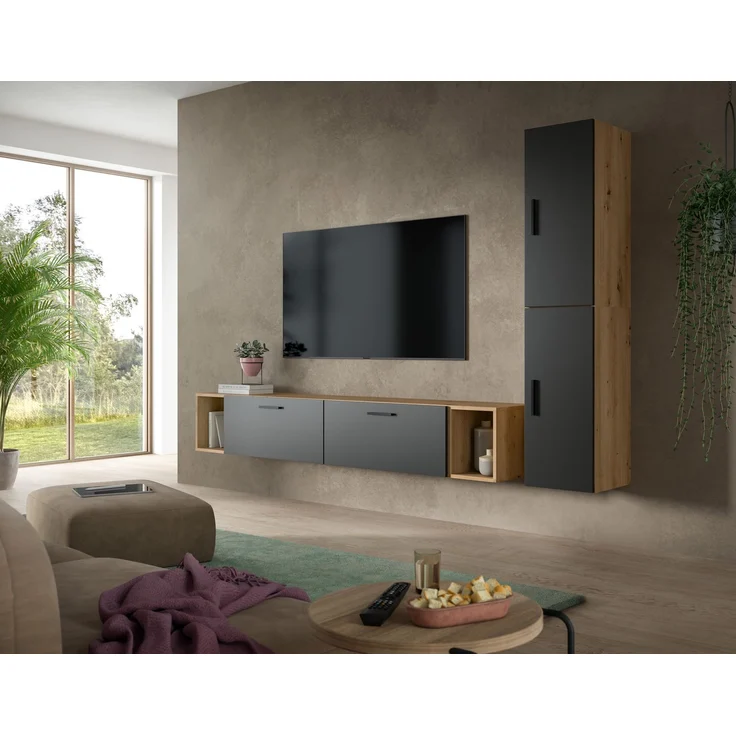 The One Wohnkombination in Basalt grau Nachbildung – Bild 5