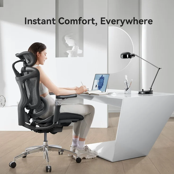 Sihoo 'Doro C300 Pro' ergonomischer Schreibtischstuhl, 130 x 75,5 cm, in Schwarz – Bild 6