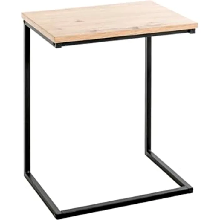 XXXL Beistelltisch, rechteckig, Schwarz aus Eiche und Metall, 30x50x40 cm, ideal für Wohnzimmer