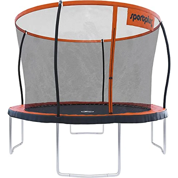SportPlus Trampolin SP-T-305 / SP-T-366, Garten-Trampolin mit gepolsterten Stangen, innenliegendem Sicherheitsnetz, extra sicherer Randabdeckung, angenehmer Federung, Tiger Orange / Sun / Pacific Blue – Bild 4