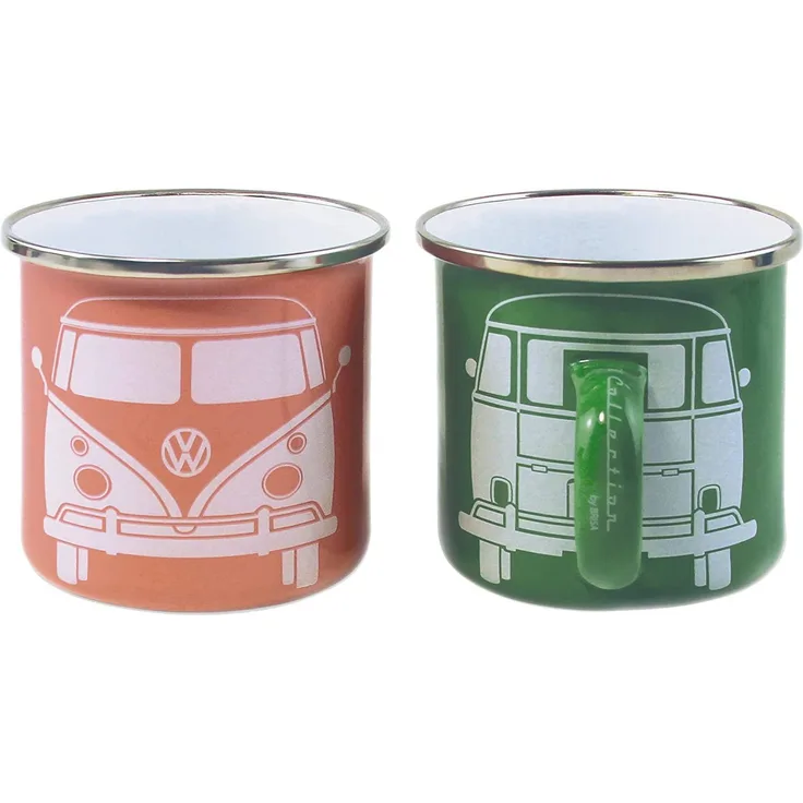VW Bulli T1 Becher liert 350 ml 2er Set grün rosa