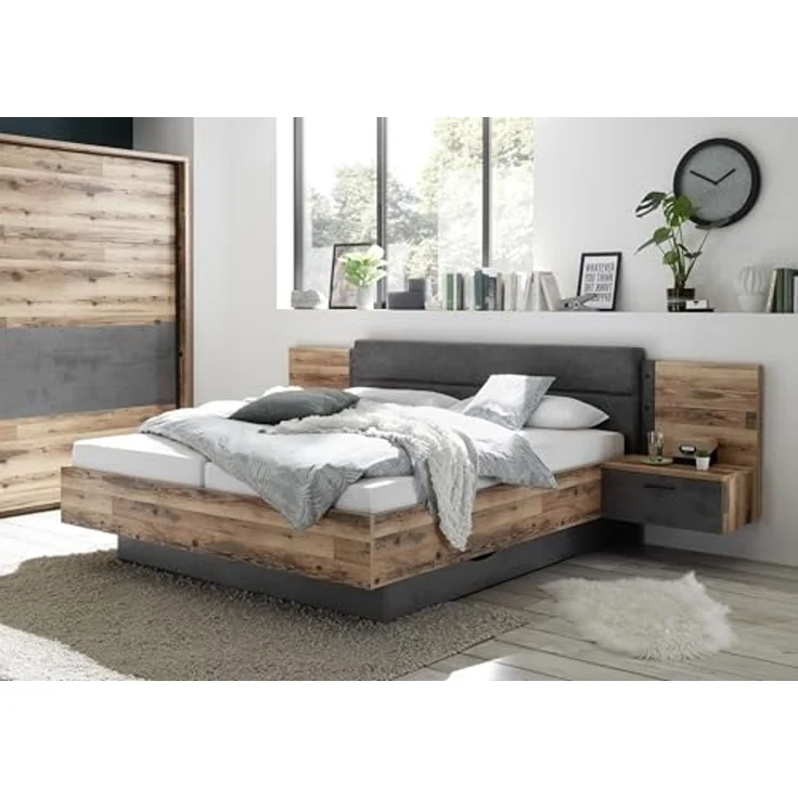 Bettanlage >ALICANTE< 2 Nachtkonsolen, Alpine Lodge / Betonoxid - 305,6x99,5x213,4 (BxHxT) – Bild 2
