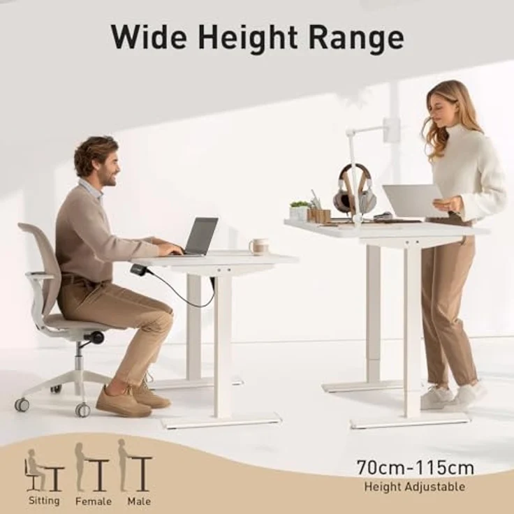 Todeco Höhenverstellbarer Schreibtisch 120 x 60 cm, Höhenverstellbar Elektrisch mit Memory-Funktion, Kindersicherung und Anti-Kollisions Technologie, Ergonomisches Sitz-Stehpult für Heimbüro – Bild 2
