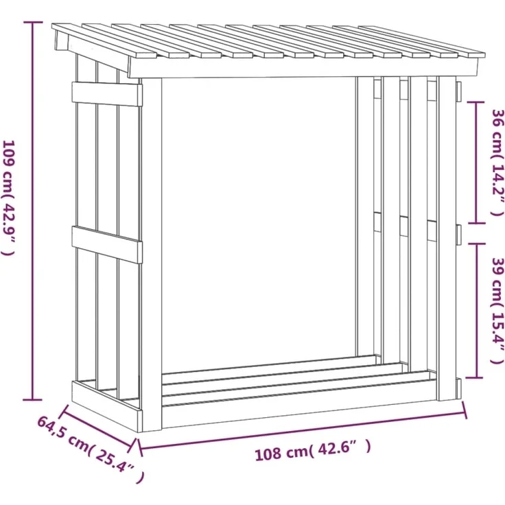 vidaXL Kaminholzregal Weiß 108x64,5x109 cm Massivholz Kiefer 822428 – Bild 7
