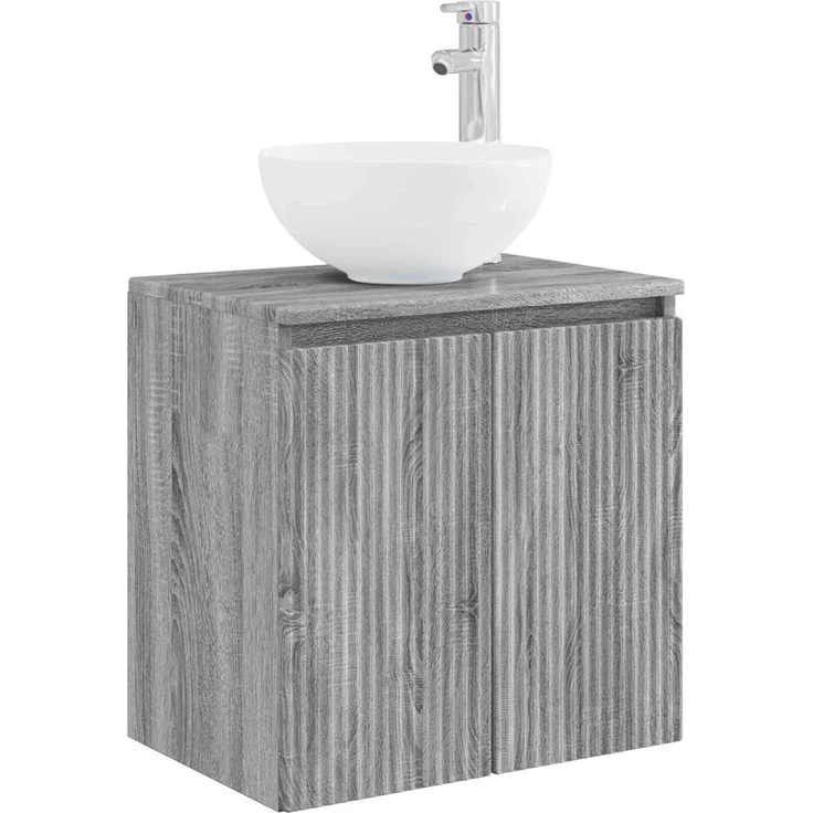 vidaXL Wandmontiertes Badezimmerschrank-Set 3 stk. Grau Sonoma 3405623 – Bild 5