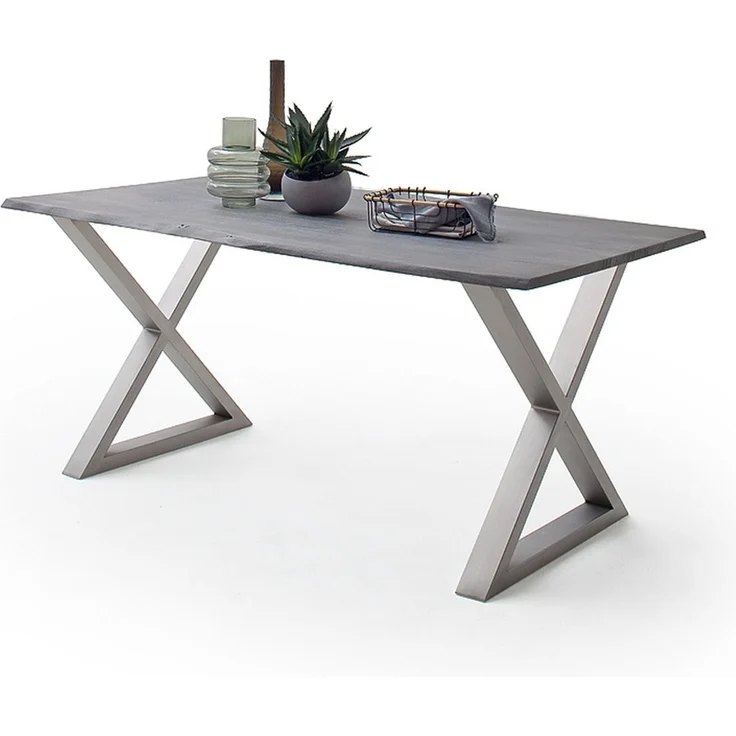 Baumkantentisch >Calabria< in Akazie grau lackiert - 180x76,5x90 (BxHxT) – Bild 1