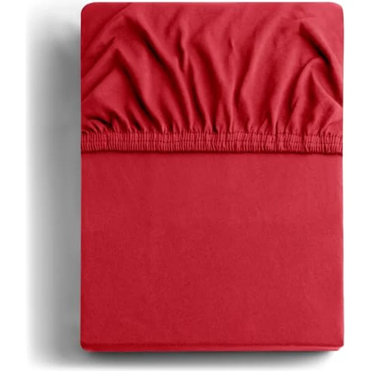 DecoKing Spannbettlaken 120x200 140x200 cm 100% gekämmte Baumwolle Rot Spannbetttücher Jersey Boxspringbett Amber 120x200 140x200 – Bild 3