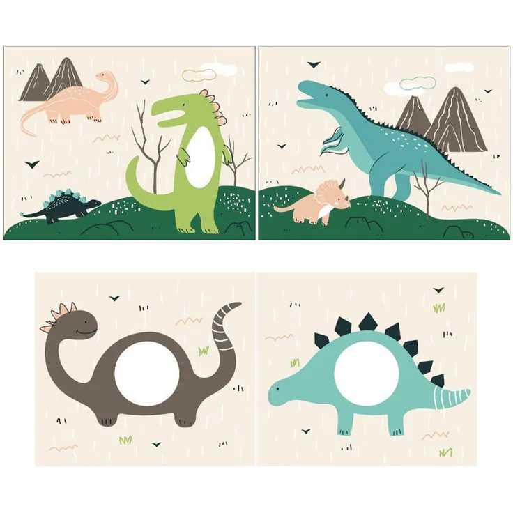 Kinderbett mit Rutsche Karolina Massivholz Grau Textilset Dino