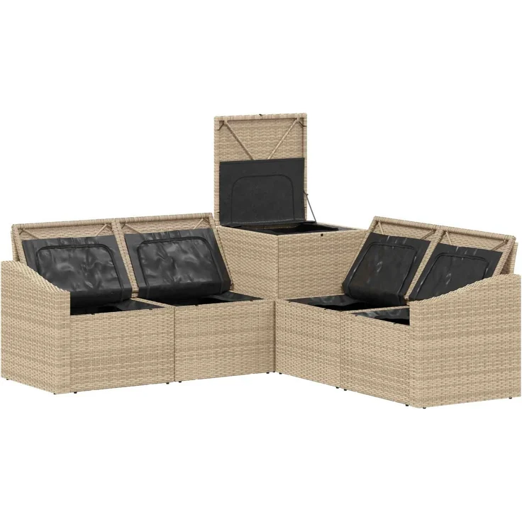vidaXL Sofa Set 5 stk. Beige und Hellgrau Polyrattan und Stahl 3447825 – Bild 6
