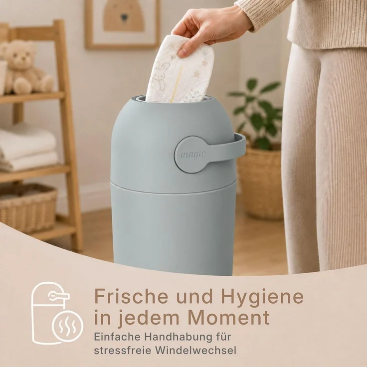 Set Magic Windeleimer, Abfalleimer mit Geruchsstopp, ohne Kassette + Windel – Bild 7