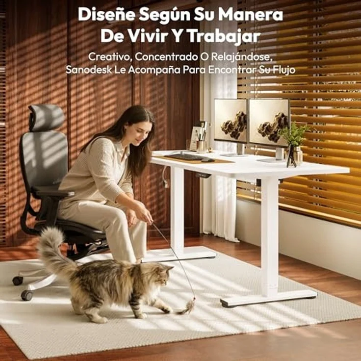 SANODESK Höhenverstellbarer Schreibtisch 160x60 cm Schreibtisch Höhenverstellbar Elektrisch Ergonomischer Steh-Sitz Tisch Computertisch für Heimbüro Homeoffice(weiß) – Bild 2