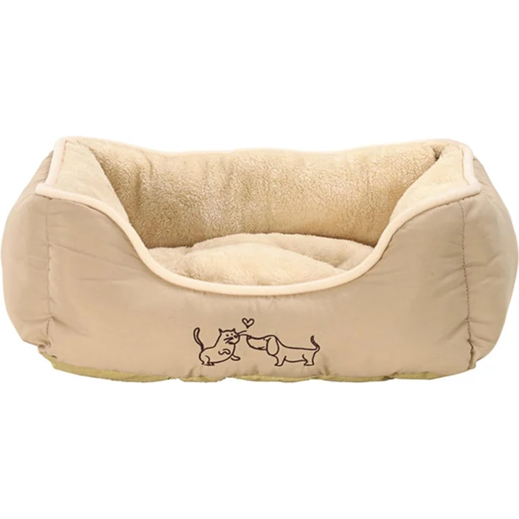 Dehner Tierbett Hunde-/Katzenbett Sammy, beige, versch. Größen, hochwertiges Hundebett/Katzenbett, mit herausnehmbarem Liegekissen – Bild 1