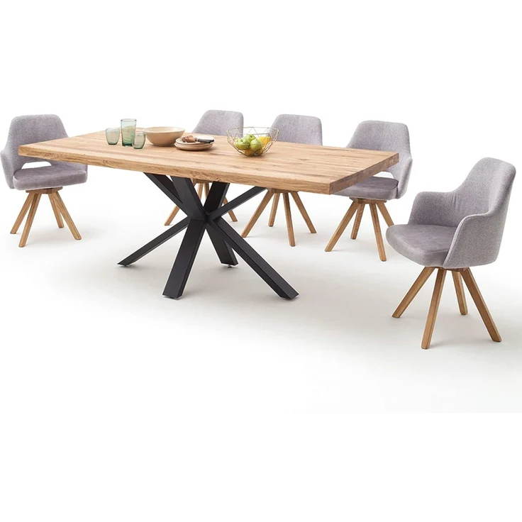 Esstisch >Eastbourne< in Eiche aus Massivholz,Metall - 220x76x100cm (BxHxT) – Bild 6