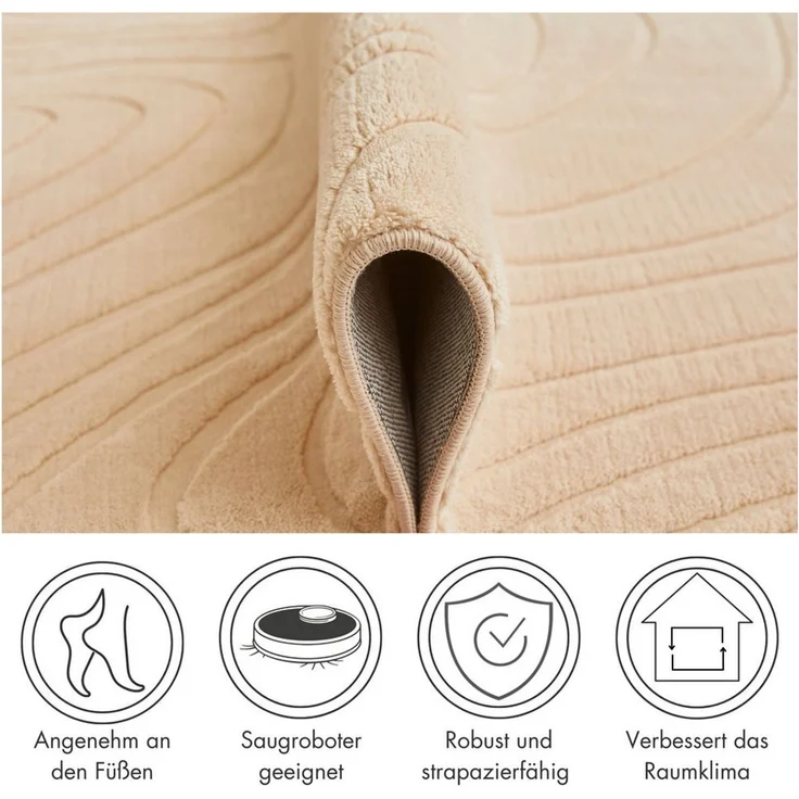 Andiamo Teppich Dale, rechteckig, Höhe: 10 mm, Uni Farben, Hoch-Tief-Struktur, Carving-Effekt, Wohnzimmer – Bild 2