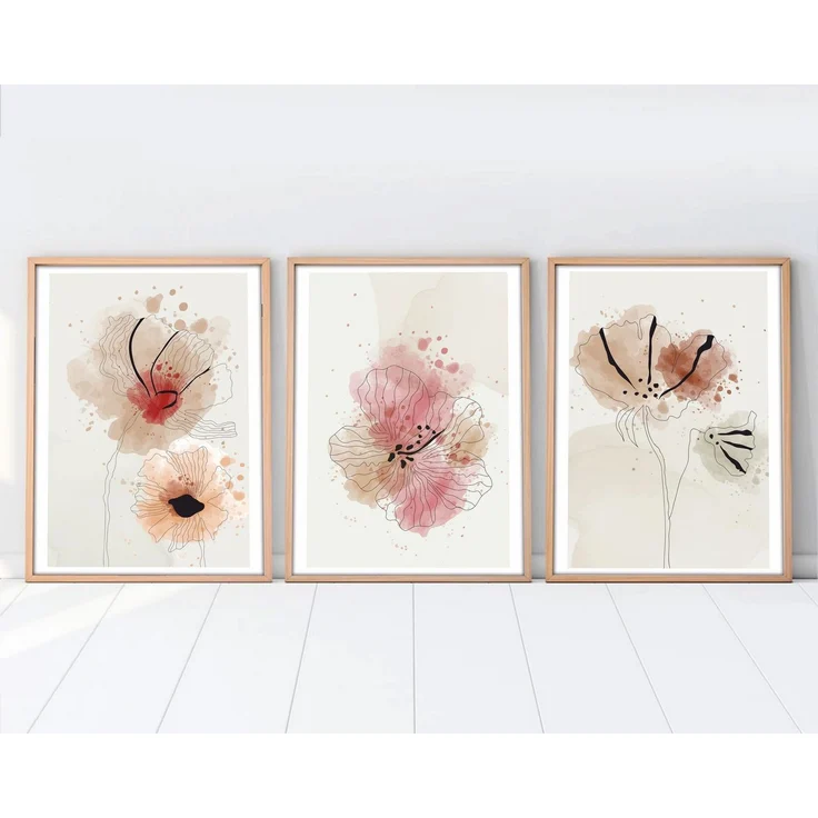 Wallity Leinwandbild Painting: 100% MDF (Thickness: 3 mm), 50 x 70 cm (3 Pieces) E1502, (3 St) – Bild 6