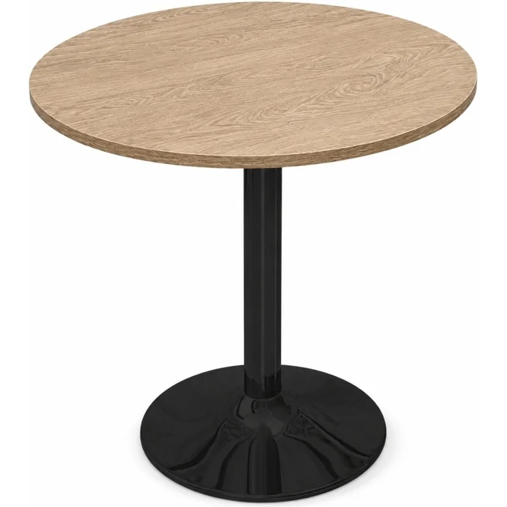 Sleepyshop24 Runder Esstisch VICTORY 70 cm – Light Wood Smoke, moderner Küchentisch mit Metallfuß, skandinavisches Design, Braun – Bild 3
