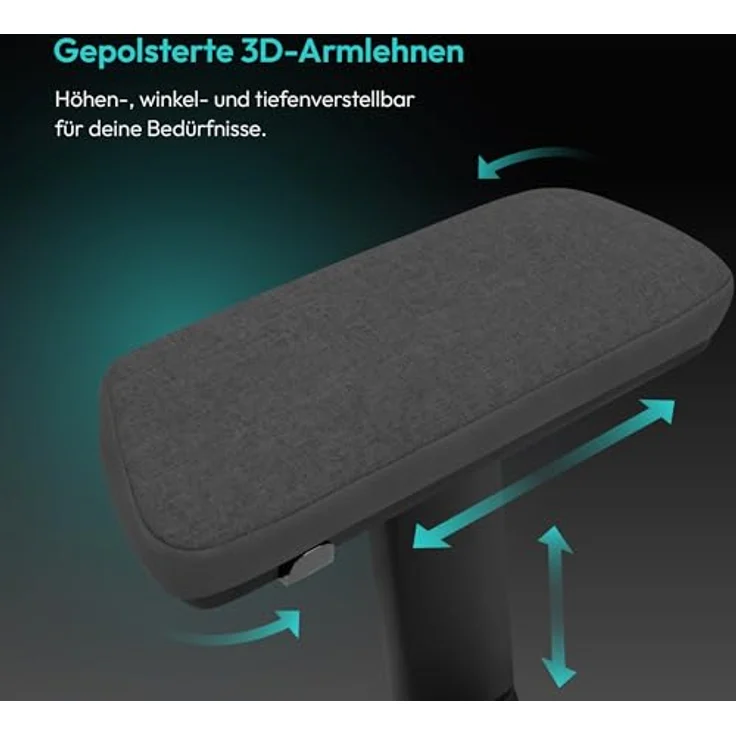 ThunderX3 CORE Smart Ergonomischer Gaming Stuhl, Mesh Schwarz mit integrierter Synchronmechanik und gepolsterten 3D-Armlehnen, bis 125 kg belastbar – Bild 5