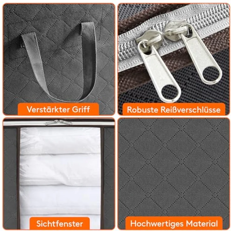 Lifewit 50L Aufbewahrungstasche Groß, Schrank Organizer Set 8 Stück | Unterbett Aufbewahrungsbox mit Deckel, Faltbar Kleideraufbewahrung, Umzugskarton, verstärkt Griff, für Bettwäsche, Bettdecken – Bild 3