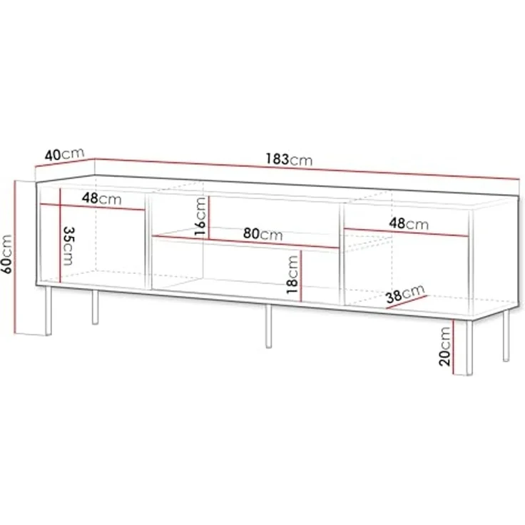 TV-Lowboard Domi 180 2D EF (Farbe: Cashmere) – Bild 5