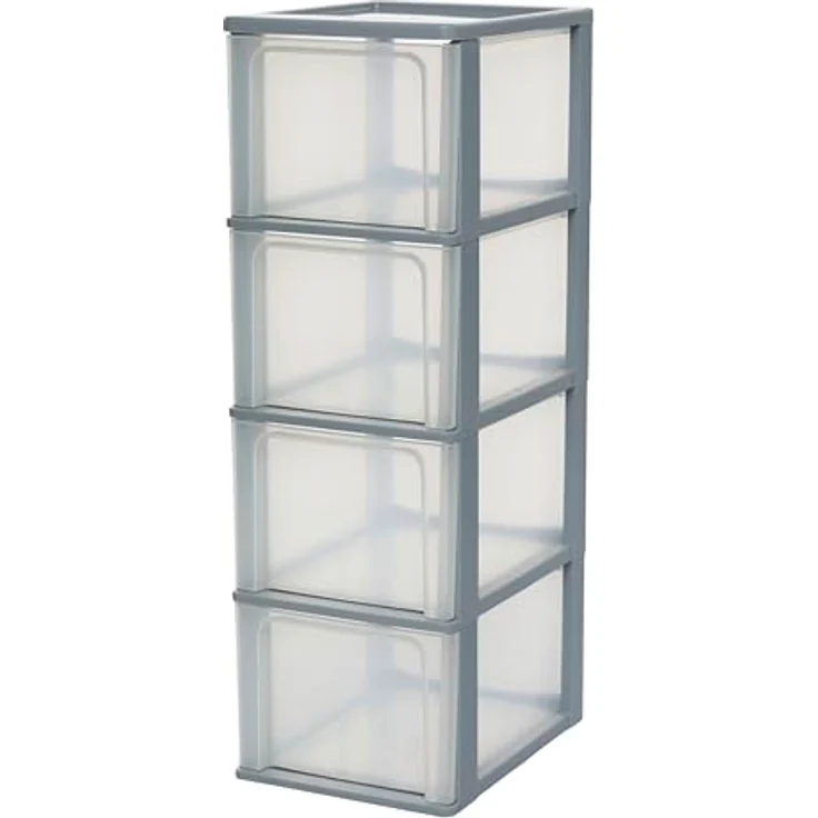 Iris Ohyama, Kunststoff Schubladenbox mit 4 tiefen Schubladen, Grau, Easy-Pull-System, A4, A5 & A6 Format, Schreibtisch Organizer für Büro, Schule, Schreibwaren, BPA-frei, Schubladenschrank, OCH-2400 – Bild 1