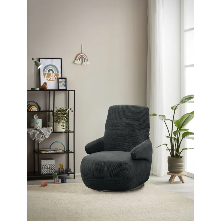 DOMO. collection Sessel 700015, Polstersessel, gepolsterte Rückenlehne, Rückenfunktion, Drehfunktion, Wippfunktion, Cocktailsessel, Loungesessel, 68 x 88 x 67 (BxTxH), schwarz – Bild 1
