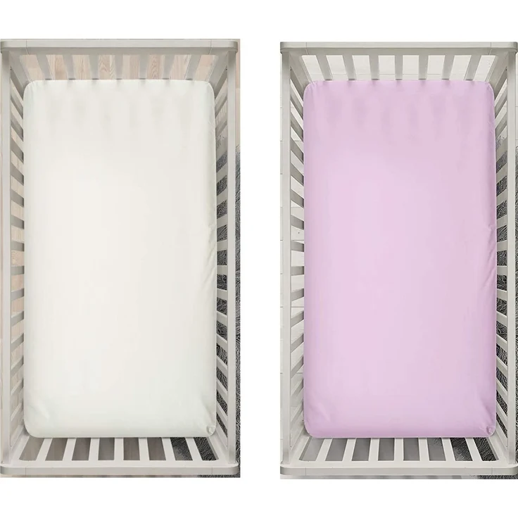Dudu N Girlie Spannbettlaken für Kinderbett, 100% Baumwolle, 70x140 cm, 2-teilig, Creme/Pink