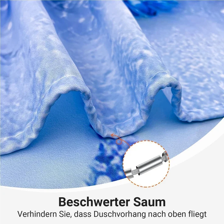 Duschvorhang 180x200 Polyester Blauer Vogel 180 x 200 cm – Bild 5