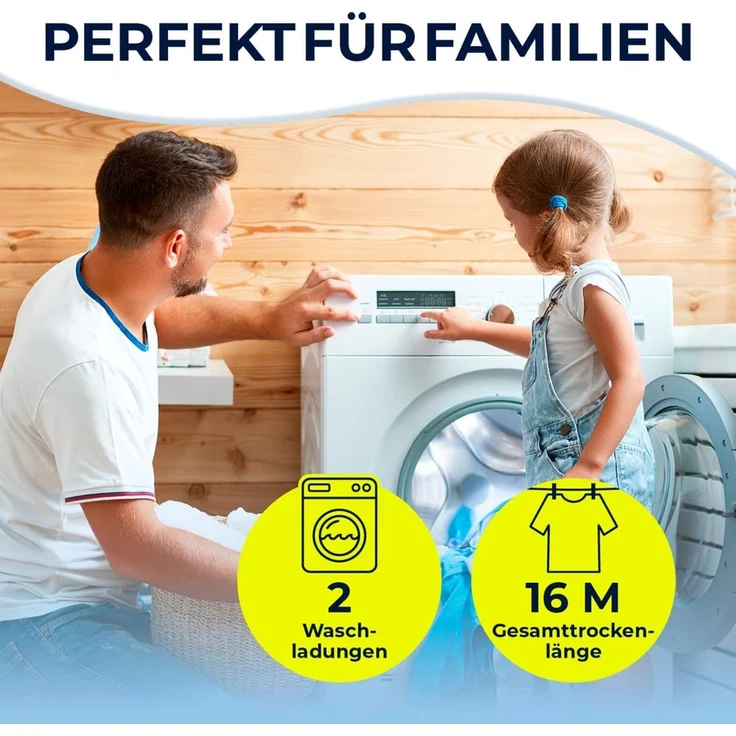 EASYmaxx Klappbarer Wäscheständer | Effizientes Trocknen mit 3 Ebenen, 2 Seitenflügeln & leichtem Aufbau | Platzsparend, vielseitig und mobil für drinnen und draußen, Grau/Weiß – Bild 3