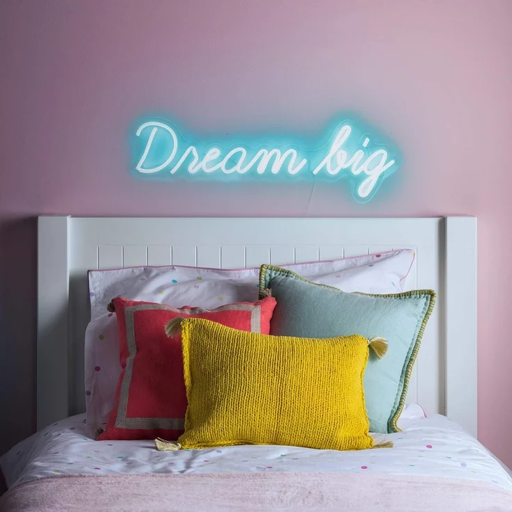 Lights4fun LED Wandleuchte LED Neon Leuchtschriftzug Dream Big – Bild 2
