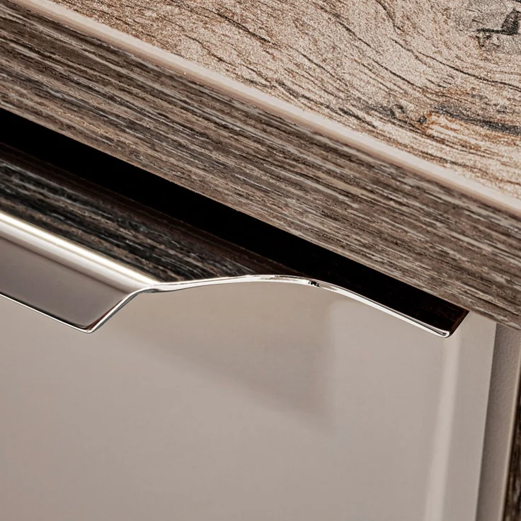 Waschtischunterschrank 80cm mit Regal & Keramikbecken PUEBLA-56-TAUPE in taupe mit Vintage Oak, B/H/T ca.: 80,4/62,5/46 cm – Bild 8