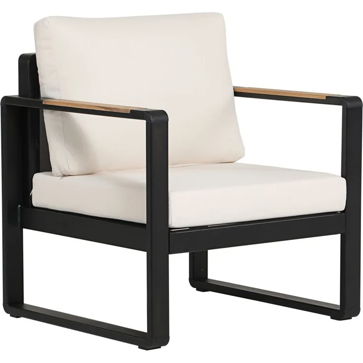 12tlg. Gartenmöbel Lounge-Set aus Aluminium - Schwarz mit Teakholz – Bild 6