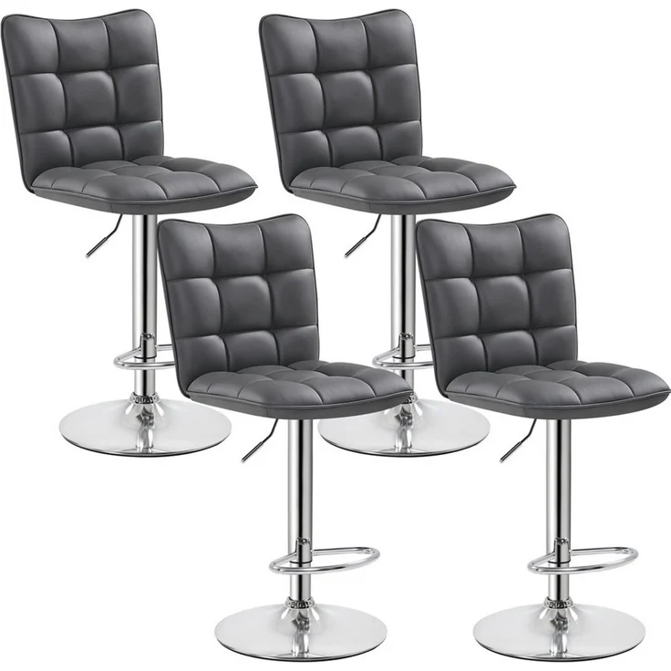 Yaheetech Barhocker Drehhocker mit Fußstütze (4 St), Barstühle 360°Drehbar Küchenstühle Sitzhöhe 62,5 cm - 83 cm – Bild 5