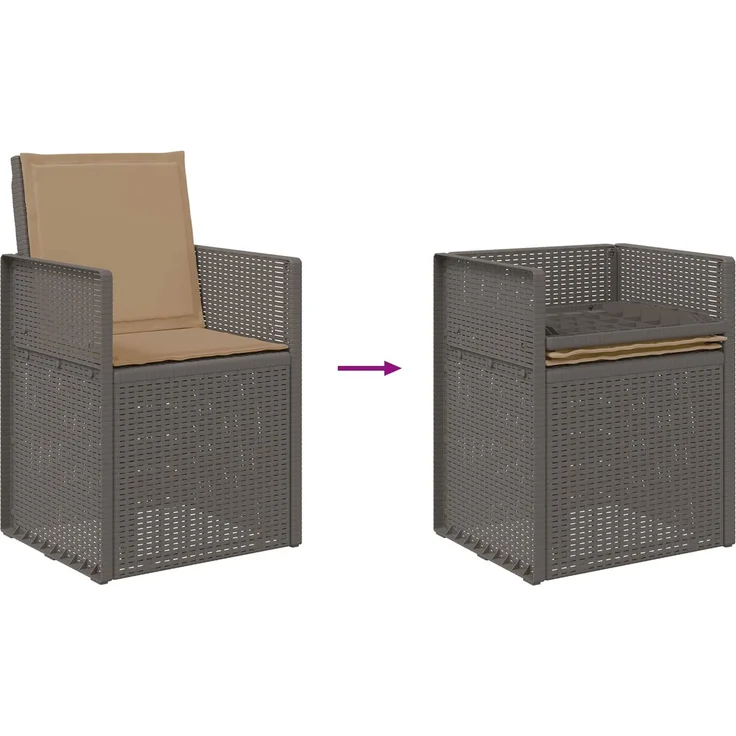vidaXL Garten Esszimmerstühle 2 pcs Hellgrau und Taupe PP 8000012 – Bild 9