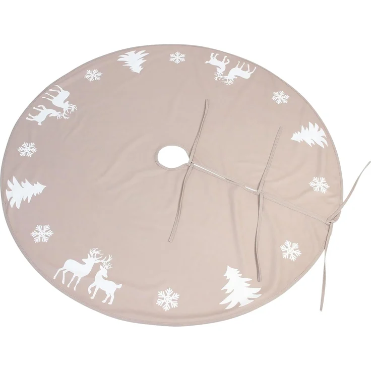 Dekoleidenschaft Weihnachtsbaumdecke "Winterwald" beige Ø 120 cm, Christbaumdecke rund, Weihnachtsbaum Rock, Baumdecke wasserabweisend, Tannebaum Decke – Bild 3