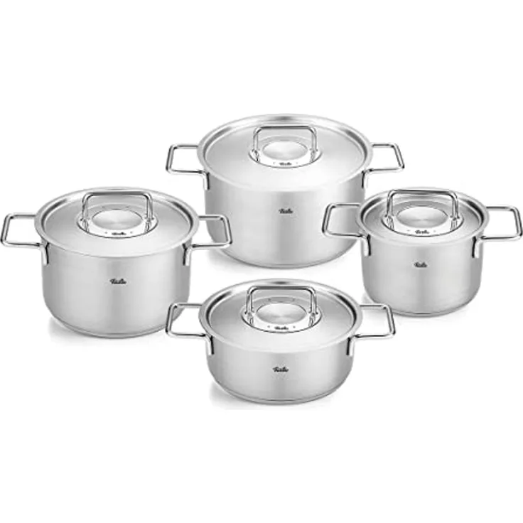 Fissler Topf-Set Fissler Pure Collection, Edelstahl 18/10 (Set, 4-tlg, Kochtopf 16/20/24 + Bratentopf 20cm), Made in Germany