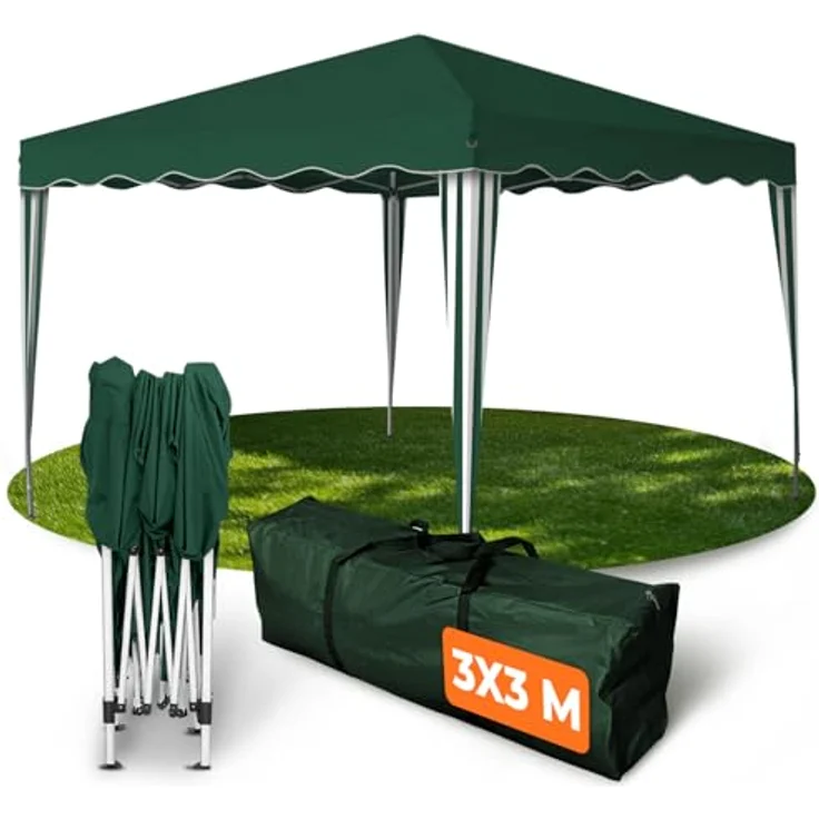 Faltpavillon 3x3 m - wasserdicht - ohne Seitenteile, grün – Bild 2