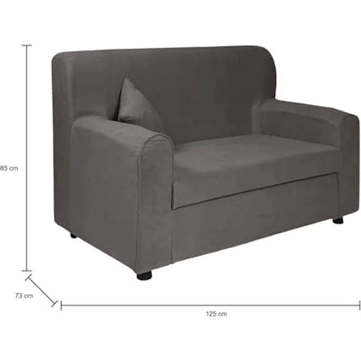 Dmora 2-Sitzer Sofa Baeza 125 x 73 x 85h cm Grau mit Armlehnen – Bild 2