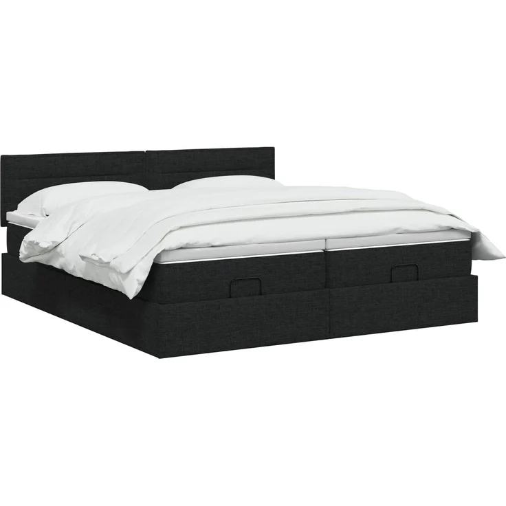 vidaXL Ottoman Bett mit Matratze mit Kopfteil 2 stk. Schwarz Stoff 3456665 – Bild 3