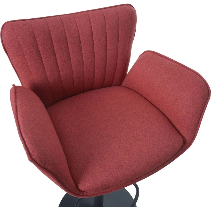 2er-Set Barhocker HWC-M67, Drehstuhl Barstuhl, Armlehne Fußablage drehbar Stoff Eisen MVG ~ rot Fuß schwarz – Bild 6