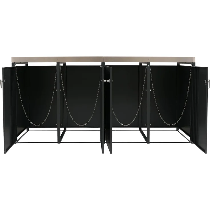 4er-Mülltonnenverkleidung HWC-O67, Mülltonnenbox mit Pflanzkasten, Metall 125x260x84cm 95kg ~ anthrazit – Bild 8