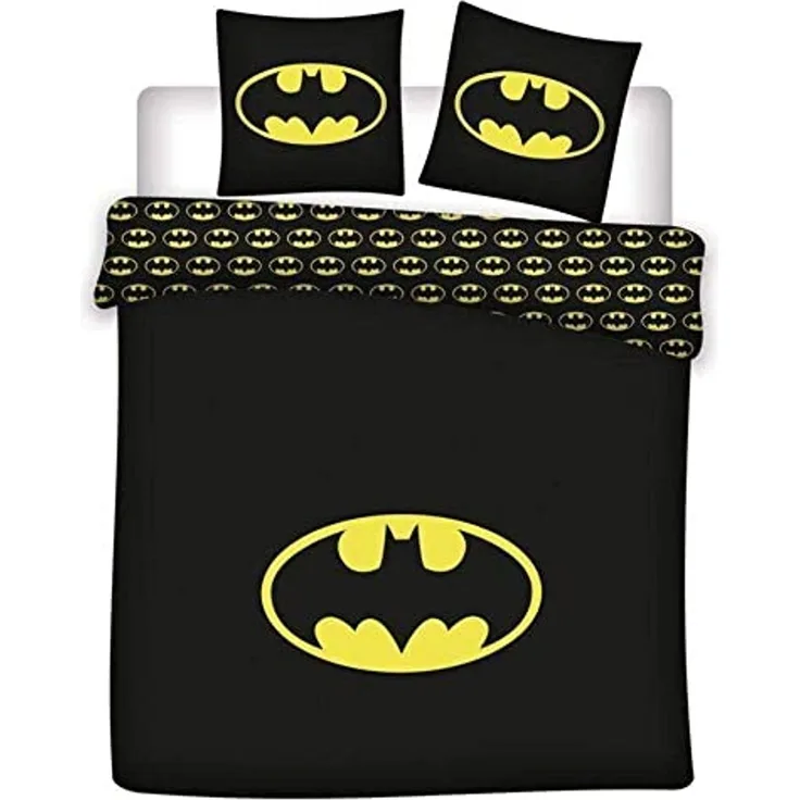 Batman 3-teiliges Bettwäsche-Set – 1x Deckenbezug (240x220) & 2x Kissenbezug (63x63 cm) aus Mikrofaser