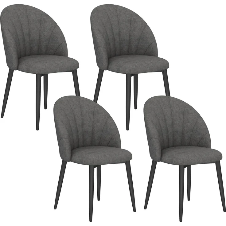 MELAYR, 4er-Set Esszimmerstühle, Küchenstühle in Samtoptik, Stahlbeine, armlos, Grau, 54 x 52 x 79 cm, Dunkelgrau – Bild 1