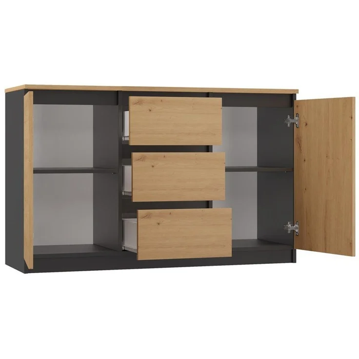 ibonto ECKKOMMODE HANDWERKLICHE EICHE 40x120x75cm (H 75 x T 40 x B 120 cm) – Bild 2