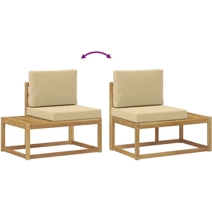 vidaXL Outdoor-Sofagarnitur 2 stk. Weiß und Beige Polyester 3388177 – Bild 6