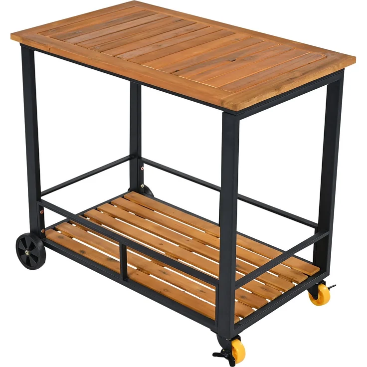 LVHOM 7-tlg. Gartenmöbel-Set, Lounge-Set für 6–7 Personen, wetterfeste Sitzgruppe inkl. Esstisch und abnehmbarem Servierwagen für Terrasse, Natur/Grau – Bild 8