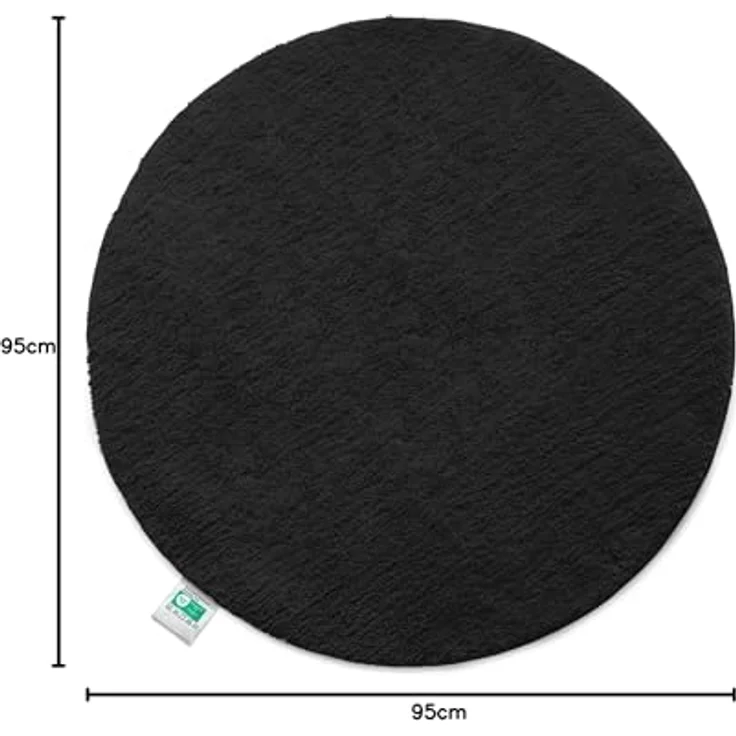 Floordirekt Badematte Sky, Rund, Flauschiger Badteppich mit 30 mm hohem Flor, Rutschfest und waschbar, Schadstoffgeprüft, Schwarz, 120 cm – Bild 3