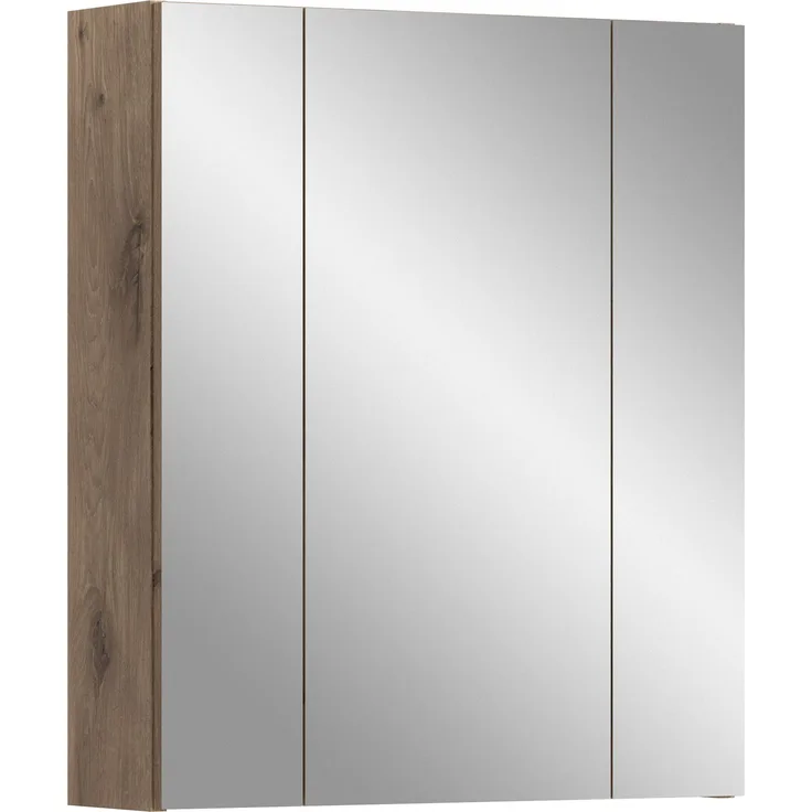 Spiegelschrank (B/H/T: 60x70x18 cm) in schwarz matt und Nox Oak Nachbildung