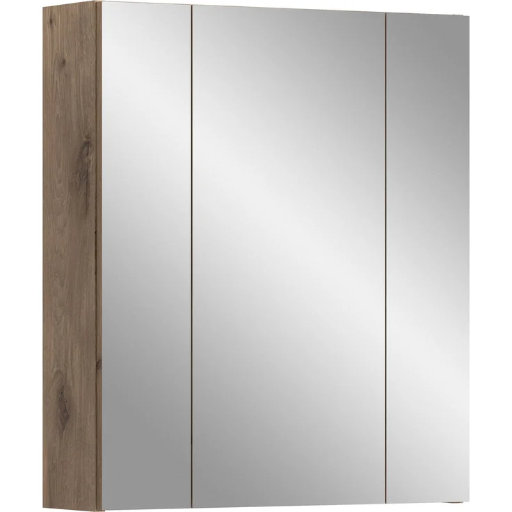 Spiegelschrank (B/H/T: 60x70x18 cm) in schwarz matt und Nox Oak Nachbildung – Bild 1